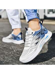 Tenis Running Hombre Malla Transpirable Degradado Aerodinámico, Zapatillas Deportivas Amortiguantes, Suela Ligera Antideslizante para trotar, gimnasio y uso diario urbano - Azul - Ver 3
