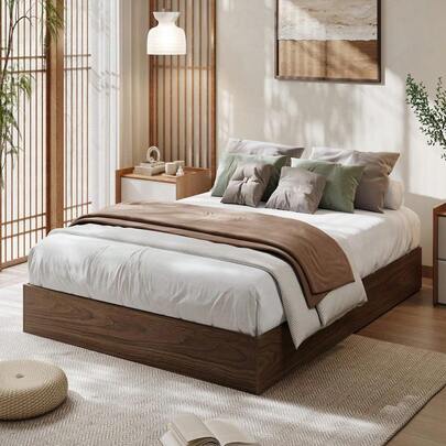  Danolapsi Wood Platform Bed Frame,Twin Size Platform Bed,Queen Size Bed,Full Size Wood Bed,King Bed Without Headboard,Wood Slat Support,No Box Spring Needed,Easy Assembly