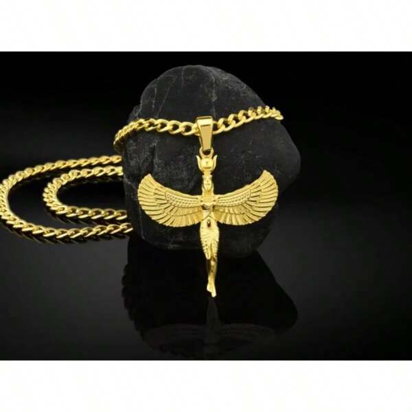 قلادة إله مصري أنثوي، قلادة إلهة جناحية مصرية، قلادة مصرية، أقدس قلادة، هدية عيد ميلاد