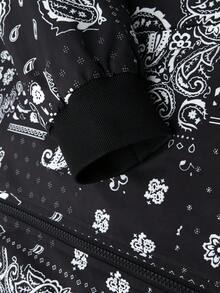 Plus Size Men's Casual Lightweight Jacket, Cashew Flower All Over Print, Spring Autumn, Loose Fit For Tall Men