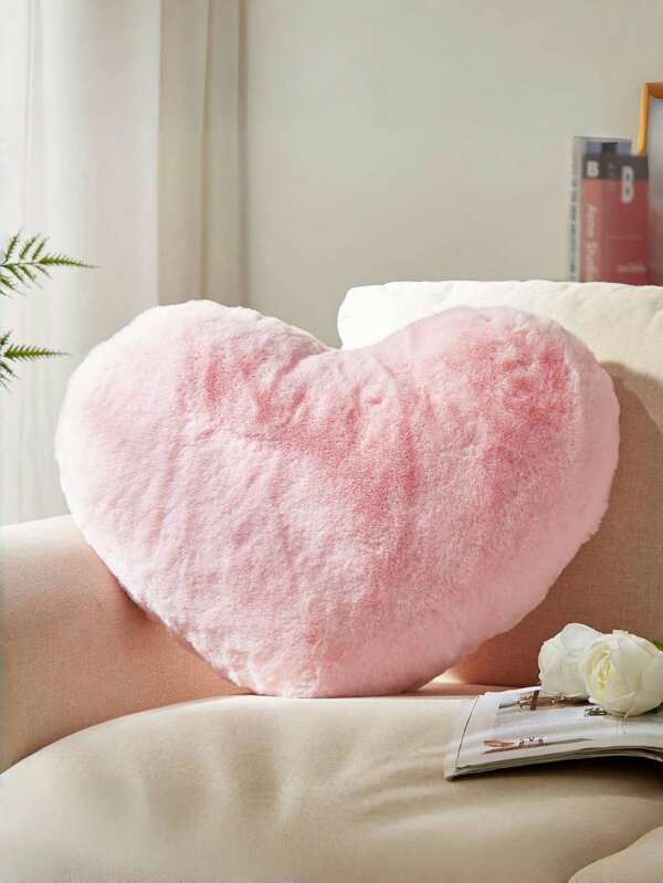 Coussin en forme de cœur, coussins de cœur rose pour la fête des mères, cadeaux de coussin d'amour, coussins en forme de cœur, oreillers décoratifs en fausse fourrure de lapin pour la chambre et le salon