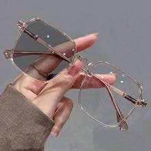 1 款新款方形时尚眼镜，经典现代简约风格时尚眼镜，不变色眼镜，适合夏季海滩度假、户外、旅行 - 黑色 - 查看 7