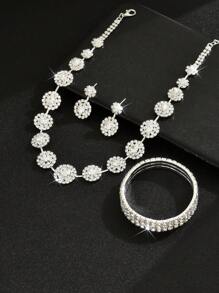 4 pièces Set de bijoux de mariée vintage à pois: Collier, Boucles d'oreilles, Bracelet, pour la saison de Thanksgiving