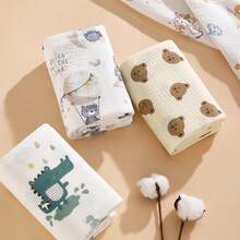 1 chiếc khăn quấn em bé, khăn tắm, vải cotton nguyên chất, mềm mại và thân thiện với da - Gấu dễ thương - Xem 2