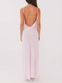 Women's Summer Dresses Halter Neck Sleeveless Backless Flowy A Line Boho Maxi Dress - Pink - View 5
