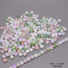 Mixed Color 30pcs 8mm/Bag Flat Round Faceted Glass Beads AB Color Disc-Shaped Glass Loose Beads For Jewelry Making DIY Bracelet Earring