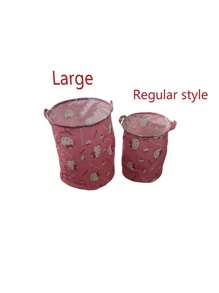 Sanrio 1pc Hello Kitty Nordic Style Linen Fabric Laundry Basket, Large Capacity Bathroom Dirty Clothes Storage Hamper, Foldable & Waterprooflaundry Hamper,Washing Basketbathroom Organizer,Basket,Storage Basket,Foldable Laundry Basket