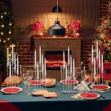 1/4pcs Acrylic 5-Arm Candle Holder, Metal 5-Arm Candle Holder, Transparent Candle Holder Center Decor Suitable For Wedding, Living Room, Dining Table, Christmas Decoration, Valentine's Day/New Year Gift