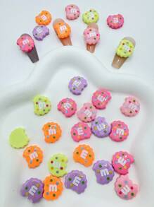 30 Stücke 14-15mm süße mini Kawaii DIY Harz Bonbon Cartoon M Keks Scrapbooking flache Rückseite Cabochons Frauen Mädchen Nagel Kunst Scheiben Charms Maniküre Dekorationen Kunstschmuckzubehör