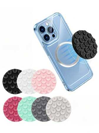 1 件硅胶圆形吸盘手机壳 - 带吸盘的硅胶粘性手机握把，手机配件，适合自拍和视频录制