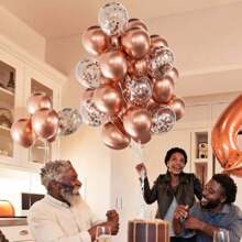 30pcs/Set Shiny Rose Gold Metallic Sequin Or Pearlescent Rose Gold Latex Balloons Pack, Suitable For Bachelorette Party, Birthday, Wedding, Proposal, Mother's Day, Graduation, Halloween, Christmas And Other Indoor/Outdoor Decorations