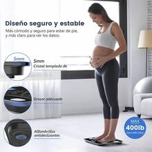 Básculas digitales de peso y músculo, Básculas inteligentes, Conectividad con aplicaciones Bluetooth, Peso de hasta 180 kg, Precisión de hasta 0,01 kg, Soporte para recordar datos de varios usuarios (negro) - Negro - Ver 8