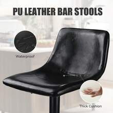 Nalupatio Bar Stools Set Of 2, Adjustable Bar Stools With Back, Modern PU Leather Swivel Height Adjustable Stool Chair For Home Kitchen Island - màu đen - Xem 4