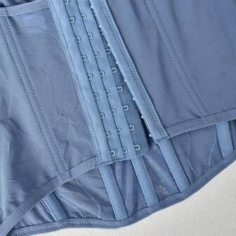 1 pezzo Top a corsetto carino per uscire, top da festa con spaghetti, in pizzo e rete, colore blu chiaro