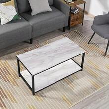 Industrial Coffee Table, Suitable For Any Room 100x50x45cm (White Marble) - White Marble - View 2