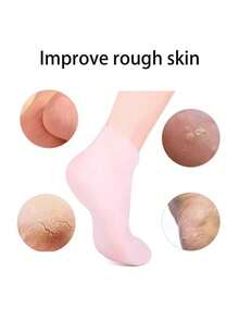 1 par de calcetines de silicona hidratantes y calmantes, calcetines de compresión de alta elasticidad, calcetines reutilizables de aloe vera, calcetines de spa nocturno, calcetines de gel antideslizante para el talón, unisex, adecuados para piel seca, pies secos y ásperos, cuidado de los pies en casa, se pueden usar con lociones y cremas favoritas, excelente regalo para el Día de la Madre - Multicolor - Ver 4