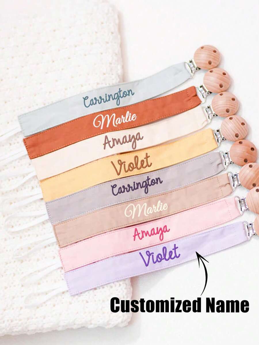 1 pieza Clip de chupete bordado personalizado, Portachupetes para recién nacido, Clips de chupete personalizados, Clips de chupete con nombre personalizado, Regalos para baby shower, Multifuncional, Ornamental, Letra, Elegante, Moderno, Colorido, Lindo, Adorable, Casual, Personalizado, Único, Ideal para regalos para él, Ideal para regalos para ella