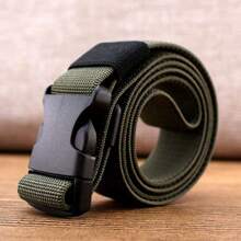 KUDYP Thick & Long Plus Size Casual Solid Color Nylon Webbing Belt, Elastic Waistband For Pants, Wide 3.8cm, Suitable For Spring, Summer, Autumn & Winter, Strong High Elasticity, Plastic Buckle, Non-Metallic, Can Pass Security Check, Tool Hanging