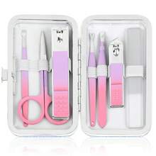 Manicure Set Women Nail Clipper Set Travel Manicure Kit With Glass Nail File Stainless Steel Nail Clippers With Case Nail Grooming Kit Nail Kit Nail Personal Care Set Gift For Women - Mermaid color - View 1