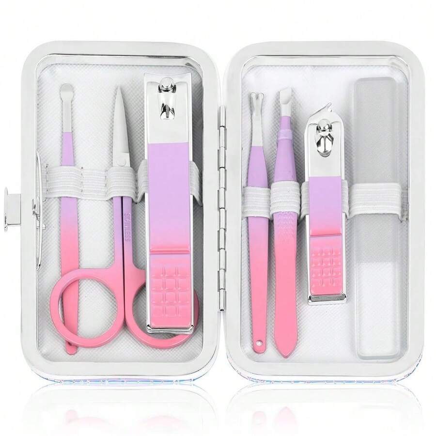Manicure Set Women Nail Clipper Set Travel Manicure Kit With Glass Nail File Stainless Steel Nail Clippers With Case Nail Grooming Kit Nail Kit Nail Personal Care Set Gift For Women - Mermaid color - View 1
