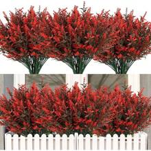 5pcs UV Resistant Hanging Flower Pot Floral Fence, Indoor Outdoor Decor Artificial Greenery Lavender Shrubs Fake Flowers, Wedding Table Centerpiece Filler (Purple)