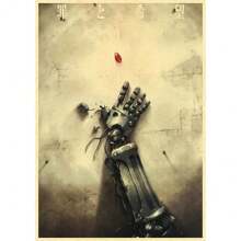 1 peça pôster de arte de parede pôster de anime Steel Alchemist decoração para casa pôster de parede de sala pintura retrô e impressão arte bar café, sem moldura/emoldurado