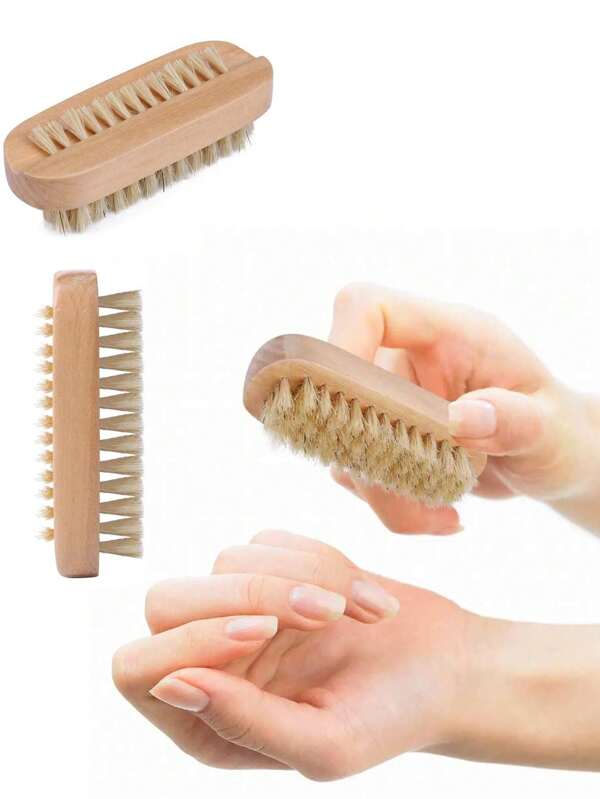 1/2pcs Nail Brush With Handle, Wooden Nail Brush, Nail Cleaning Solution, Toe And Finger Nail Trimming Set