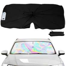 Car Windshield Sunshade Umbrella Foldable Car Windshield Sun Shade Cover With 360° Swivel Shaft Portable Windshield Sunshades UV Protection Car Shade Front Windshield Cover For Most Vehicles - Silver - View 2