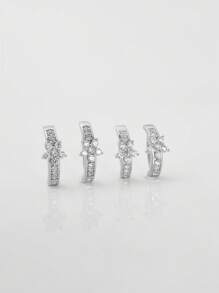 1PC 925 Sterling Silver Diamond Flowers Navel Ring Belly Button Reverse Belly Ring Navel Jewelry For Women Daily Wear Anniversary Birthday