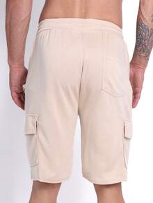 Imported Bermuda Cargo Men's Sweatpants With Zipper Pocket And Drawstring Waist For Gym And Casual - Beige - View 3