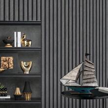 1 Roll New 3D Dark Gray Faux Lattice Stripe PVC Self-Adhesive Wallpaper, Suitable For Living Room, Dining Room, Bedroom, Study, Bathroom, Commercial And Residential Use, Removable, Waterproof, Soundproof, Furniture Renewal Wall Paper Wall Stickers Room Decor Wall Decor Kitchen Living Room Decor