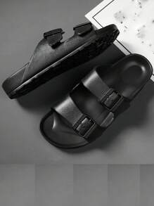 Men's Simple Buckle Flat Slip-On Sandals, Suitable For Teen Summer Casual Or Outdoor Athletic Or Vacation Travel Or Graduation Gifts Or Birthday Dress Accessories