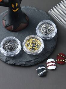 金属美甲钉艺术 - 朋克美甲钉饰品 - 3D 哥特式美甲饰钉，锥形钉美甲饰钉，银色和金色锥形尖钉美甲小棒，中号 - 彩色 - 查看 3