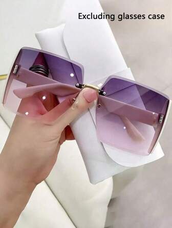 1pic New Women's Large Box Fashion Glasses With Sparkling Gold Design On Both Sides, Fashionable And Glasses Showcasing Personalized, Suitable For Daily Life, Mountaineering, Hiking, Travel, Beach, And Effect Beach Accessories For Women Glasses Shades Basics Fall Winter Women Outfits Clothes Business Casual Gifts For Summer Beach Vacation, Outdoor, Travel