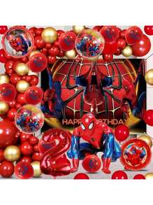 64PCS New Spider-Man Theme Balloon Set Birthday Party Decorations Superhero Balloons Backdrop Banner For Birthday Party Scene Layout
