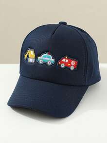 1 pieza Gorra de béisbol casual de protección solar con bordado de coche y excavadora para niños, gorra deportiva para exteriores y viajes, primavera/verano - auto - Ver 6
