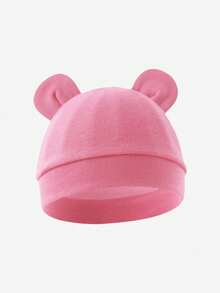 1PC Solid Color Cute Double Ear Baby Beanie, Soft & Warm, Multi-Color Options, Suitable For Newborn Baby Daily Wear In All Seasons - Multicolor - View 4
