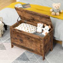 Storage Chest Trunk, Wooden Storage Box, Large Toy Chests With Lid, Toy Box Organizer Unit, Bed End Storage Bench, Shoe Bench, Entryway, Hallway, Bedroom - Brown - View 3