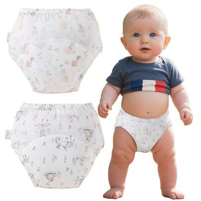 Set 3 buc. pantaloni de antrenament la olita pentru copii mici, băieți și fete, lenjerie intimă cu design de învățare, pantaloni de antrenament lavabili pentru bebeluși, băieți și fete - modele drăguțe, lenjerie intimă moi și confortabilă pentru antrenament la olita, cadou perfect pentru bebeluși, cadou pentru copii | Chiloți cu talie elastică | pantaloni de învățare pentru copii mici