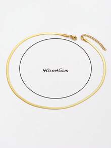 1pc Fashionable & Versatile Stainless Steel Simple Necklace - Yellow Gold - View 5