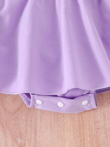 Baby Girls' Cute Ruffled Bodysuit, Lightweight Summer - Purple - View 6