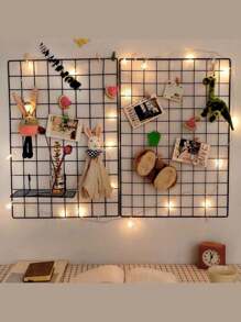Grid Photo Wall, Wire Wall Grid For Photo Display, Photo Frame Collage Board, Wire Mesh Wall Panel Room Decoration, DIY Iron Photo Frame Collage For Hanging Wall Decoration, Foldable Multiple Picture Organizer. Home Decor Back To School School Supplies