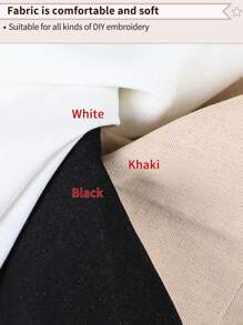 2 piezas de tela de bordado hecha a mano en caqui/negro/blanco, con suavidad moderada, superficie limpia, hilos distribuidos uniformemente, adecuada para manualidades de bordado