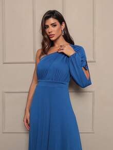 Long Party Dress Bridesmaid Wedding Guest Light Summer - Xanh đậm - Xem 2