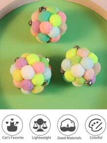 1pc Pom Pom & Bell Decor Random Cat Teaser Toy