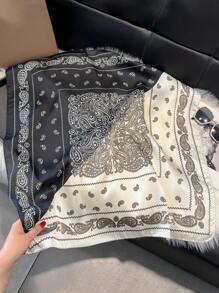 1pc Paisley Print Silk-Like 27.5 Inch Square Scarf, Multi-Purpose Bandana Neckerchief For Men, Sunscreen & Decoration