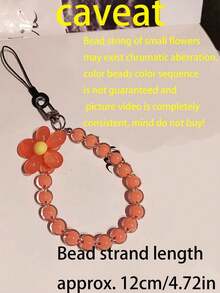 Simple & Elegant Key Chain Compatible With Mobile Phones, Bags Ornaments Mobile Phone Strap Beaded Flower Bracelet Creative Hanging Rope Keychain Mobile Phone Lanyard Beaded Flower Anti-Lost Phone Case Lanyard Girl Women's Wrist Strap Phone Charms,Colorful - Multicolor - View 11