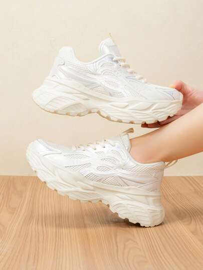 أحذية رياضية سميكة الأسطح مانعة للانزلاق للنساء ، أحذية كاجوال بألوان صلبة غير رسمية شيك ذات طراز رياضي للمكتب والحفلات والأحداث الرياضية وخارج المنزل ومناسبة لجميع المواسم