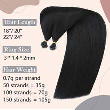 0.7G/S Premium Nano Ring Beads Human Hair Extensions 100% Real Remy Hair Invisible Mini Beads 35G/PACK 18"-24" #01 Jet Black - #01 墨黑色 - 查看 2
