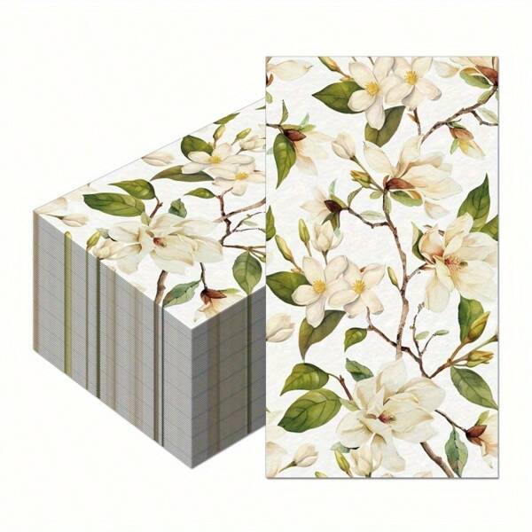 TYFYO 20 Folhas/Pacote Guardanapos de Papel Padrão Magnólia para Jantar, Toalhas de Papel Descartáveis Adequadas para Casamento, Festa, Banheiro, Cozinha, Comemoração de Aniversário